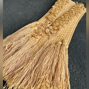 Large vintage macramé wall hanging Bohemian weaved art 80s Interior home decor